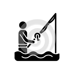Wade fishing black glyph icon