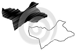 Wadi al Shatii District Districts of Libya, State of Libya, Fezzan map vector illustration, scribble sketch Wadi al Shatii map