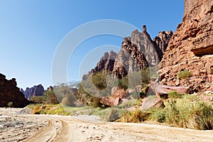 Wadi Disah, also known as Wadi Qaraqir, is a 15 kilometer long canyon running through the Jebel Qaraqir