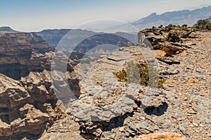 Wadi Ghul canyon in Hajar Mountains, Om