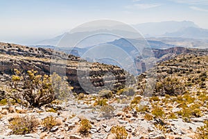 Wadi Ghul canyon in Hajar Mountains, Om
