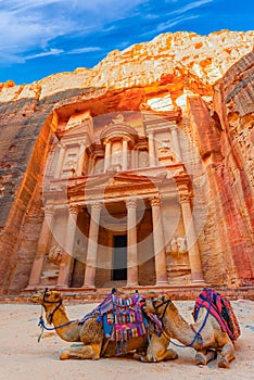 Wadi Musa, Jordan - Siq and the Treasury, Al Khazneh in the ancient Petra