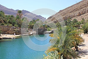 Wadi in Oman. A Water Paradise in the desert photo