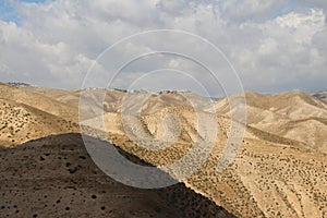 Wadi Qelt in Judean desert near Jericho, nature, stone, rock and oasis. Unseen, unknown, unexplored places, hidden travel