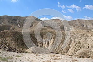 Wadi Qelt in Judean desert near Jericho, nature, stone, rock and oasis. Unseen, unknown, unexplored places, hidden travel