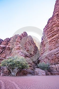 Wadi Ram desert mountais. Jordan landscape