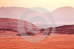 Wadi Rum Desert, Jordan mountains dawn landscape