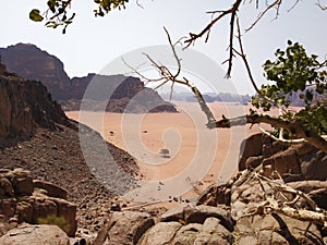 Wadi Rum Desert top view. Jordan