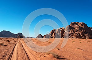 Wadi Rum, dirt road, the Valley of the Moon, Jordan, Middle East, desert, landscape, nature, climate change