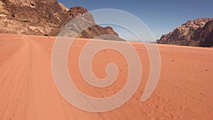 Wadi Rum, Jordan - Jeep safari in the desert with red sand part 1