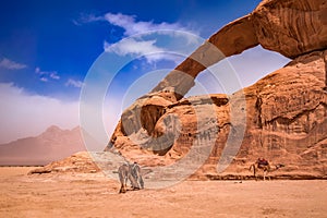 Wadi Rum, Jordan - Kharaz rock bridge in Disah