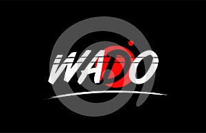 wado word text logo icon with red circle design