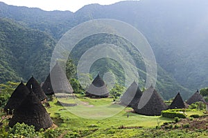 portrait of wae rebo village in the morning photo