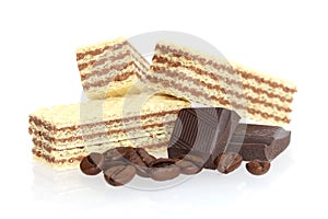 Wafer biscuit with chocolate flavor