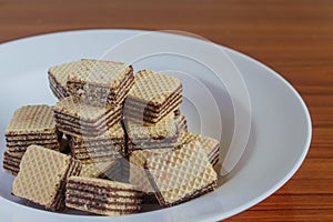 Wafer biscuits on saucer