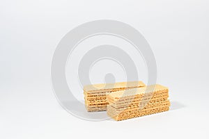 Wafer candy filled with vanilla cream on a white background