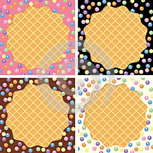 Wafer and cream with sprinkles, vector
