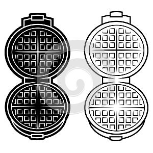 Wafer iron. Wafer-iron icon. Open waffle iron on a white background with clipping path. Vector