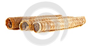 Wafer tubes with stuffing isolated on white