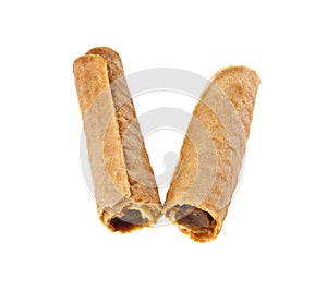 Wafer tubes with stuffing isolated on white