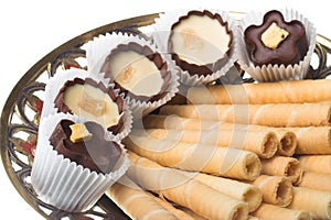 Wafer tubules with sweets