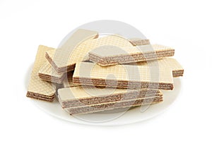 Wafers with chocolate isolated on white background