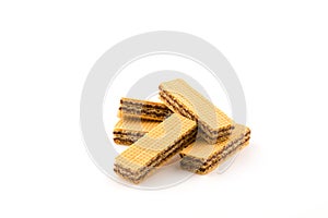 Wafers with chocolate isolated on white background.