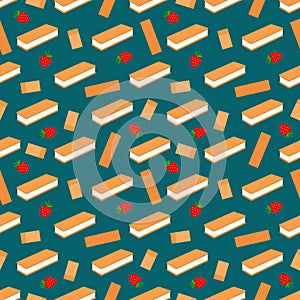 Wafers and strawberry seamless pattern