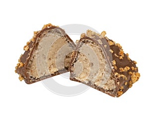 Waffer praline crispy chocolate cndy isolated on the white background