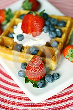 Waffle and berries photo