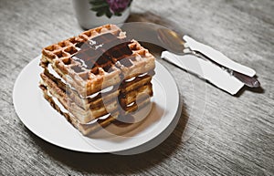 Waffle biscuits with jam