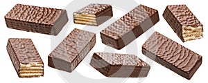 Waffle chocolate bar isolated on white background photo