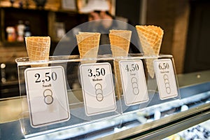 Waffle cones for ice cream