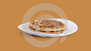 Waffle dish isolated in orange background