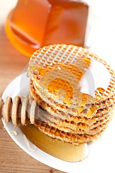 Waffle with honey