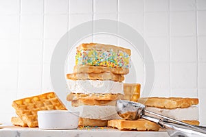 Waffle ice cream sandwiches