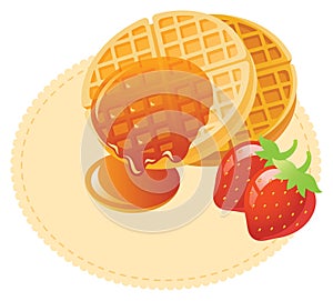 Waffle with maple syrup photo