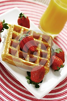 Waffle and strawberry photo