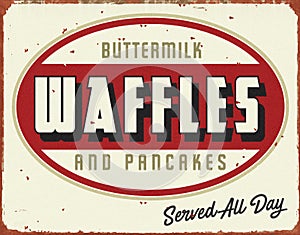 Waffles Antique Vintage Tin Sign Pancakes