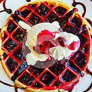 Waffles delicious cherry finish weep cream