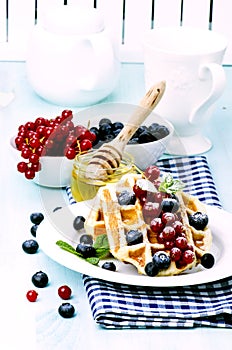 waffles with fresh berries