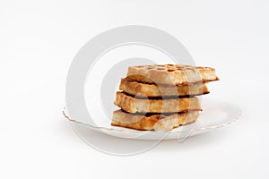 Waffles isolated on white background. top view