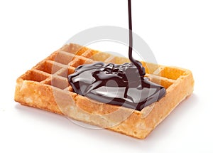 Waffles with melted chocolate