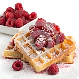 Waffles with Raspberry Sugar isolated on white background