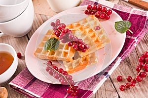 Waffles red currant and mint.