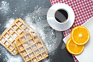 Waffles with sugar