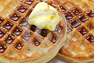 Waffles and Syrup Closeup