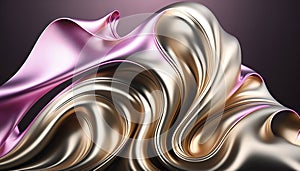 Wafting Pink Metallic Cloth. Generative AI photo