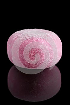 Wagashi Mochi with Berries on black background.