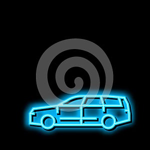 wagon car neon glow icon illustration